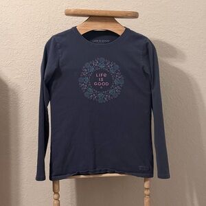 Life Is Good women’s Blue Floral Long Sleeve Tee